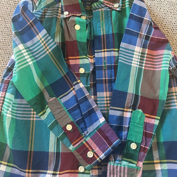 Toddler boy size 2t long sleeve button down  polo shirt multi color. Gently worn - Picture 1 of 9
